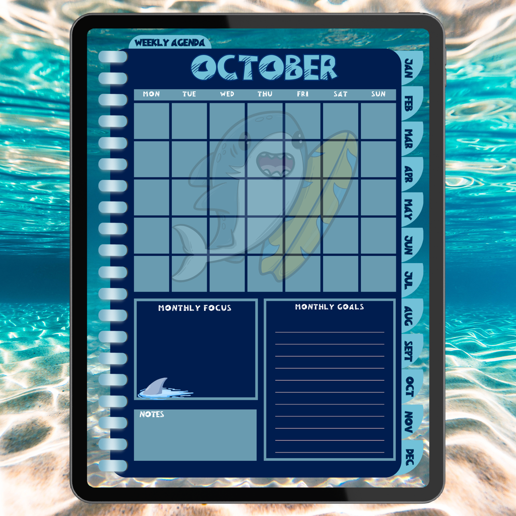 Kids Shark-Themed Base Planner