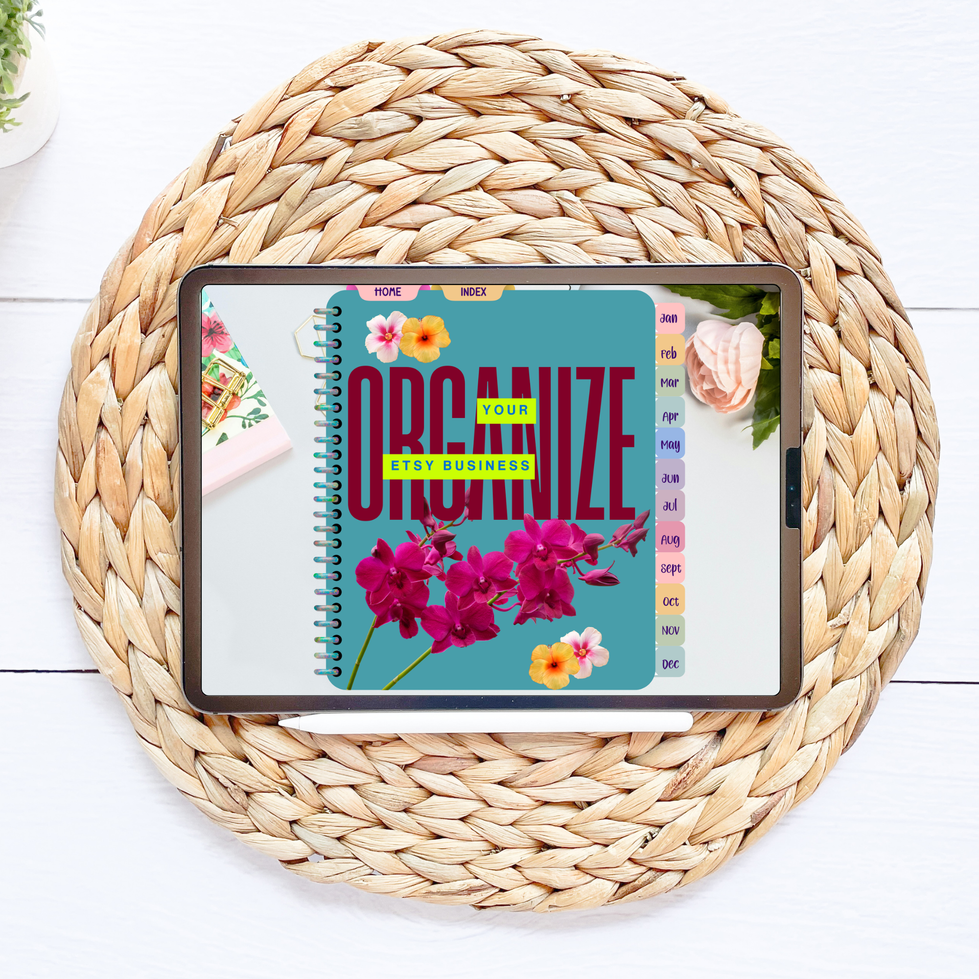 Flower Themed Etsy Business Planner/Organizer (Landscape Orientation)