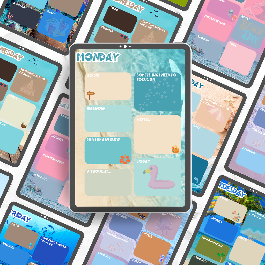 A display of digital daily planner pages on a tablet.