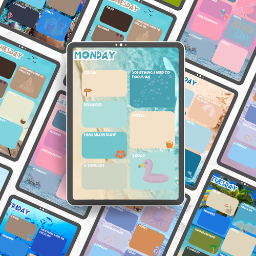 A display of digital daily planner pages on a tablet.