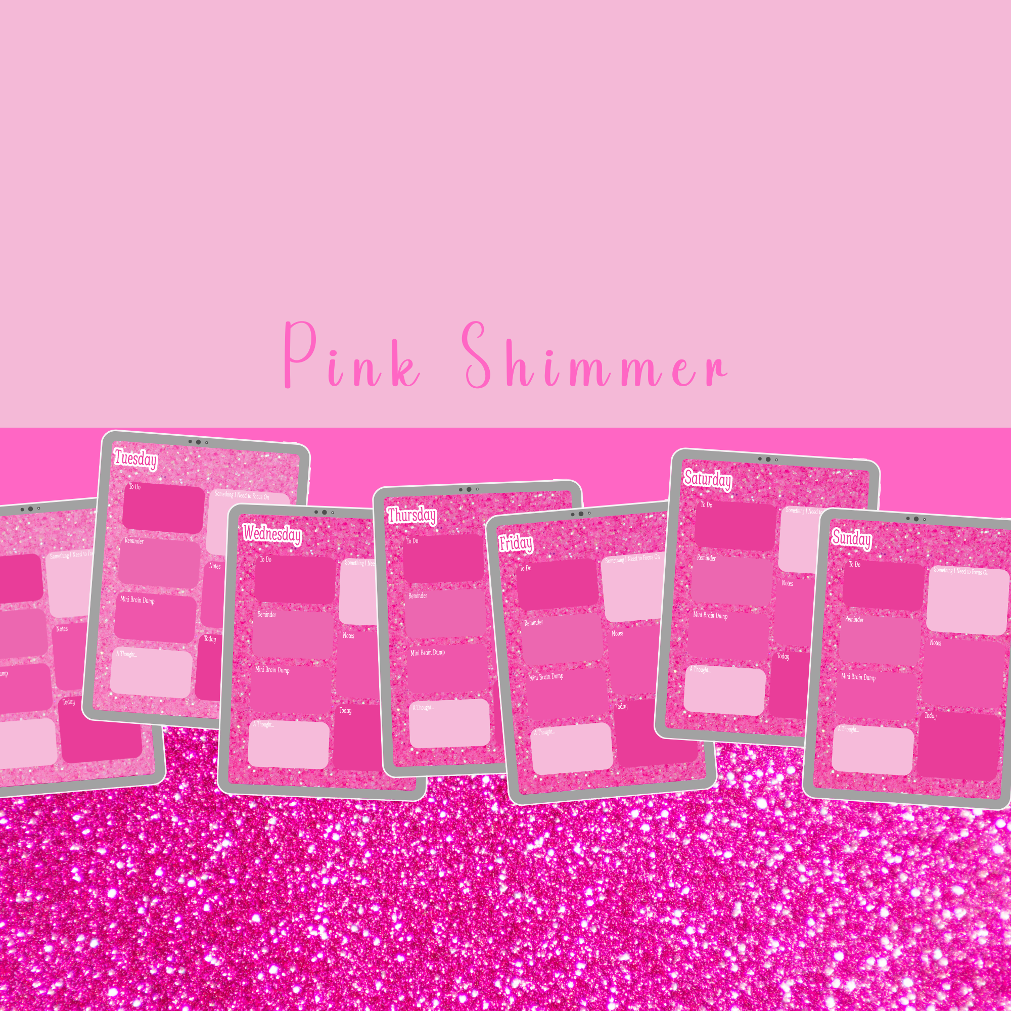 Pink Shimmer Digital Daily Planner Pages (Portrait Orientation)