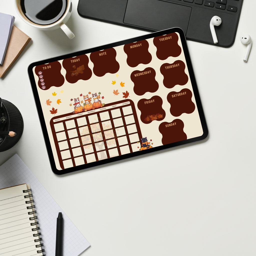 Cat-Themed Weekly Agenda Page Bundle