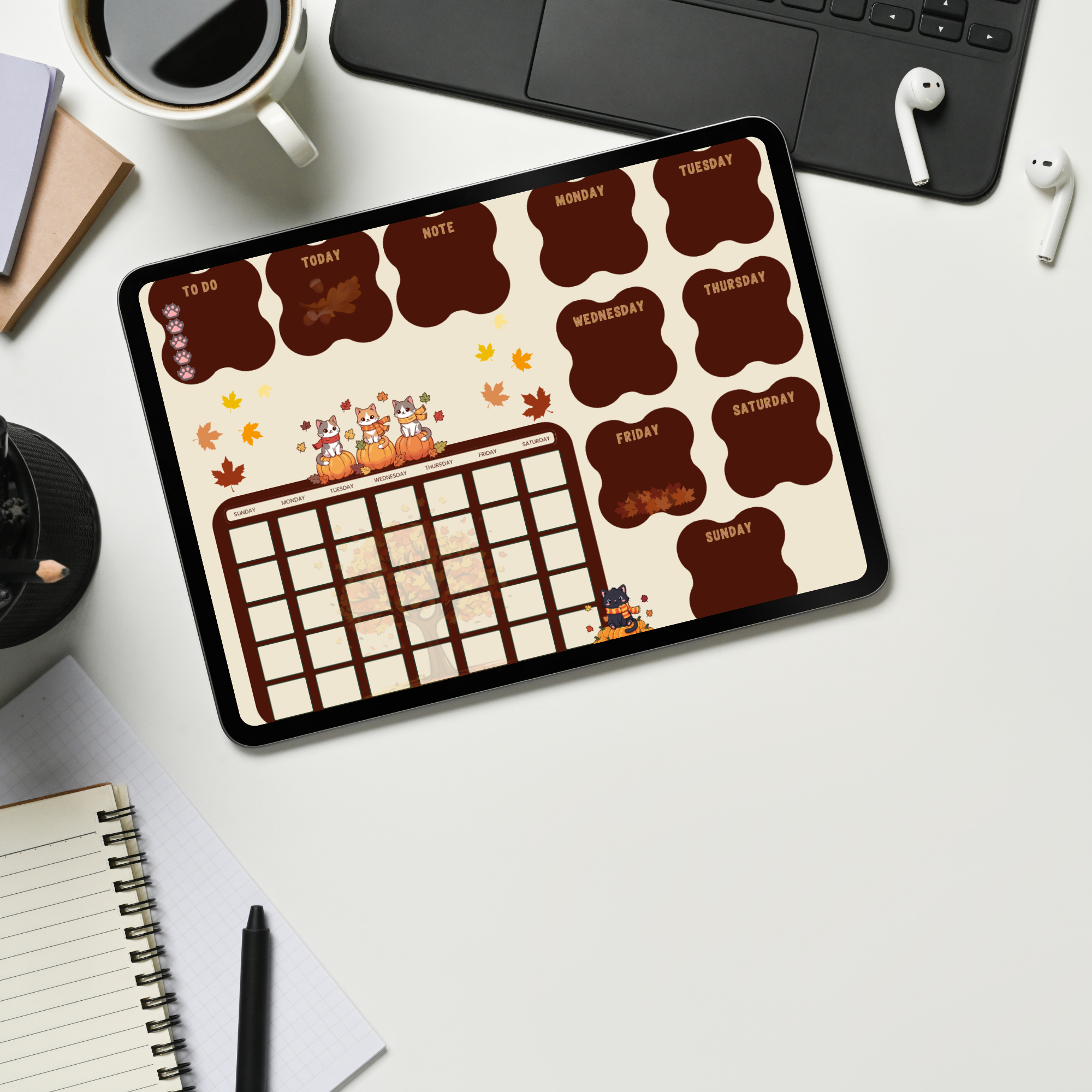 Cat-Themed Weekly Agenda Page Bundle