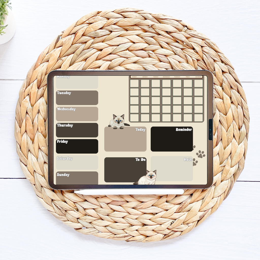 Cat-Themed Weekly Agenda Page Bundle