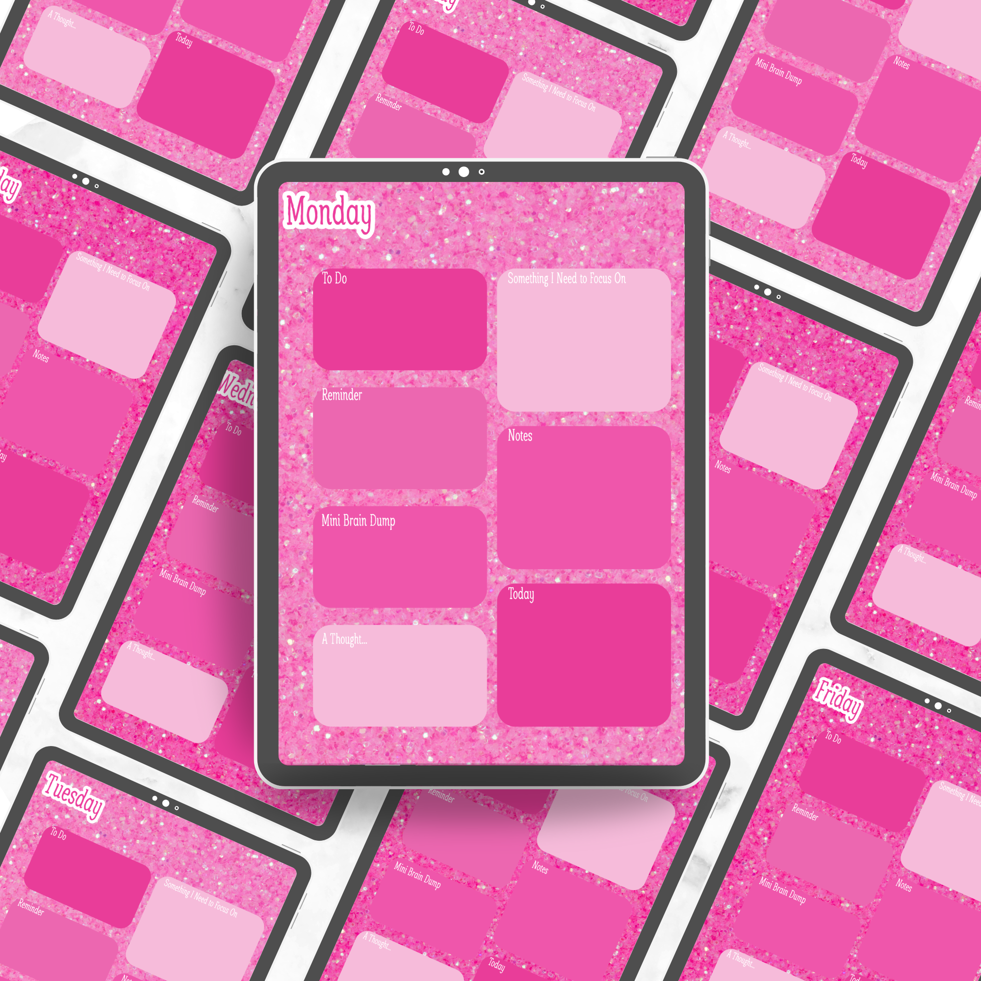 Pink Shimmer Digital Daily Planner Pages (Portrait Orientation)
