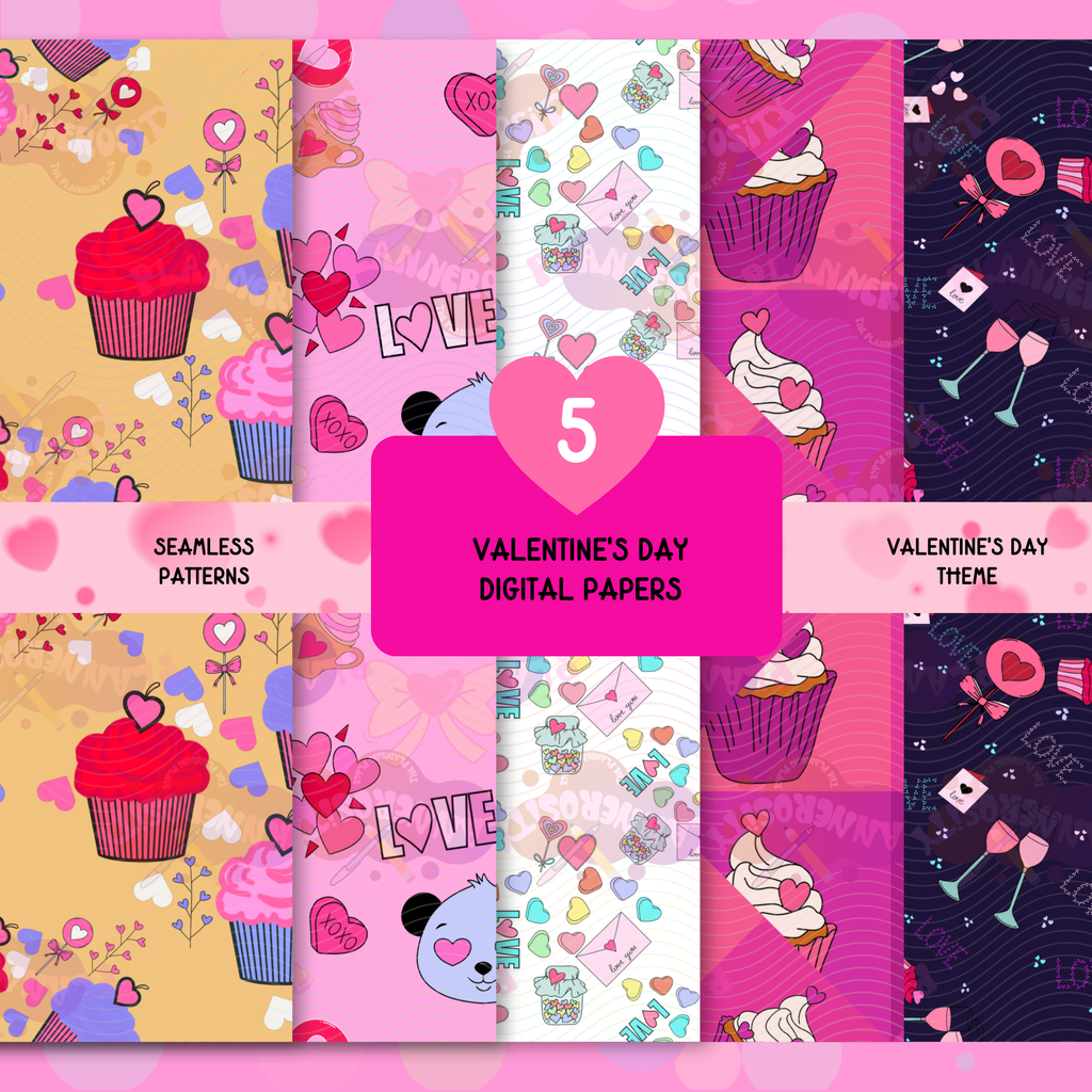 Valentine's Day Seamless Pattern Digital Paper Bundle