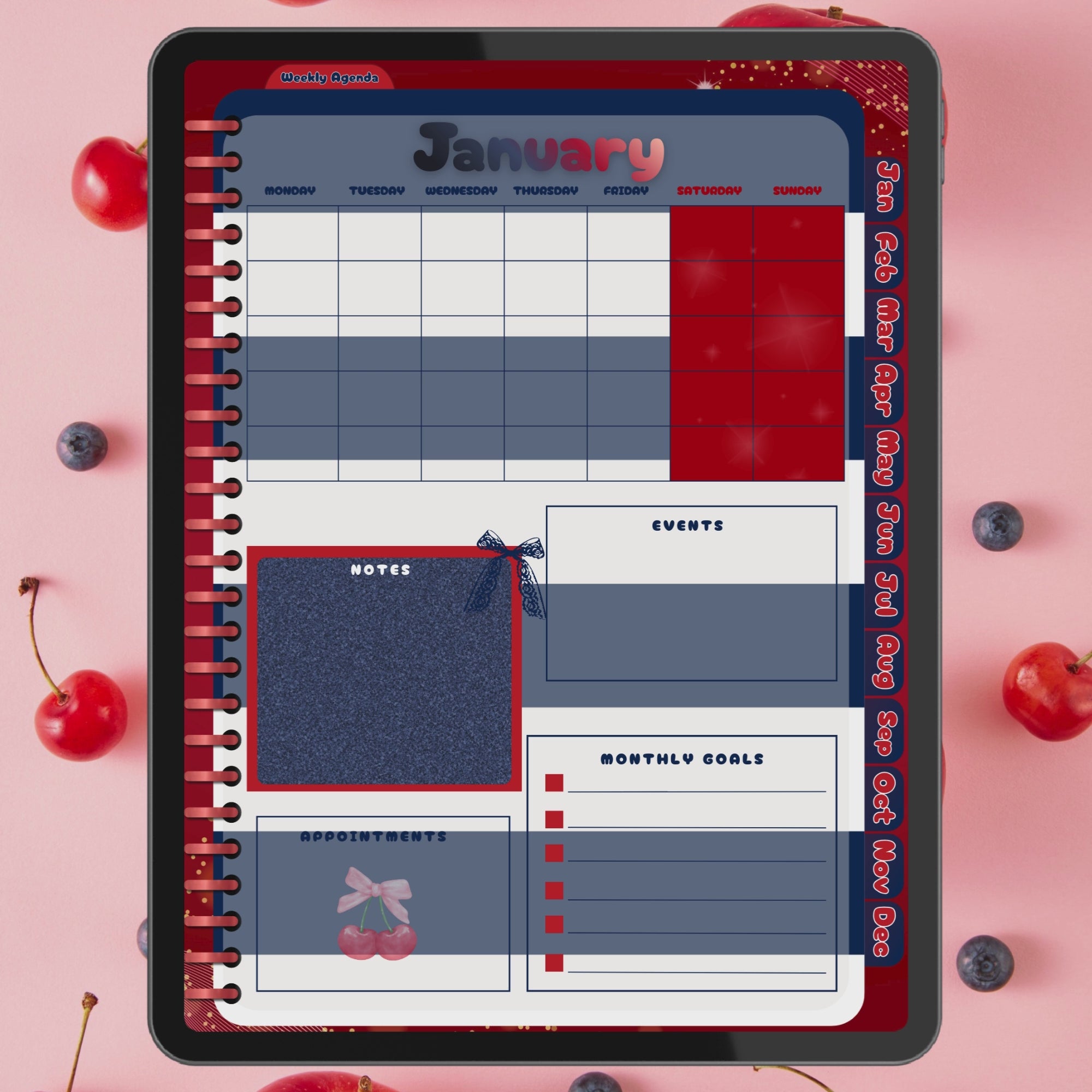 Cherry-Themed Digital Base Planner